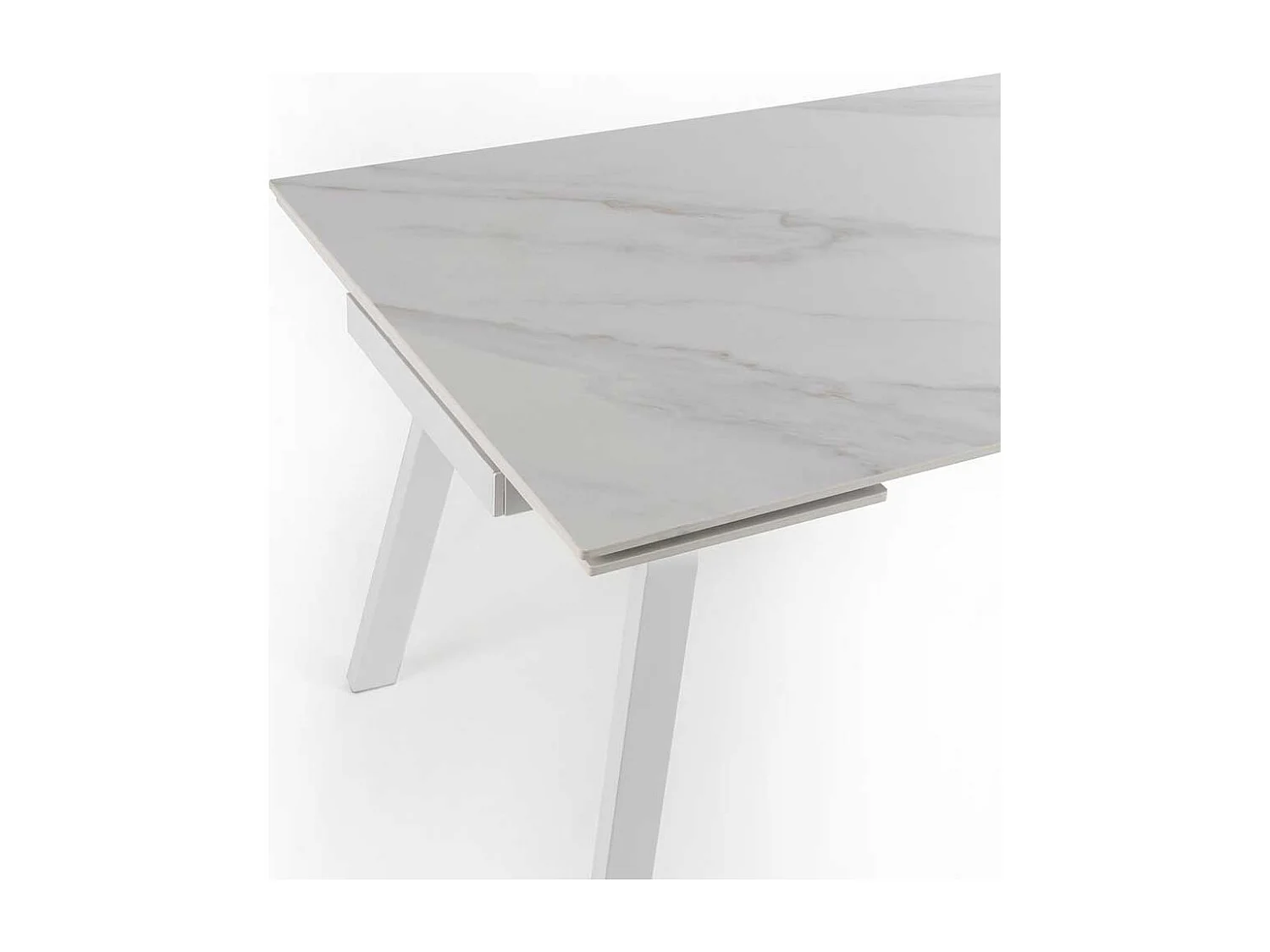 Esszimmertisch mit zwei Einlegeplatten Hellgrau & Weiß