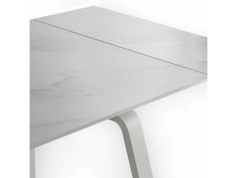 Esszimmertisch mit zwei Einlegeplatten Hellgrau & Weiß