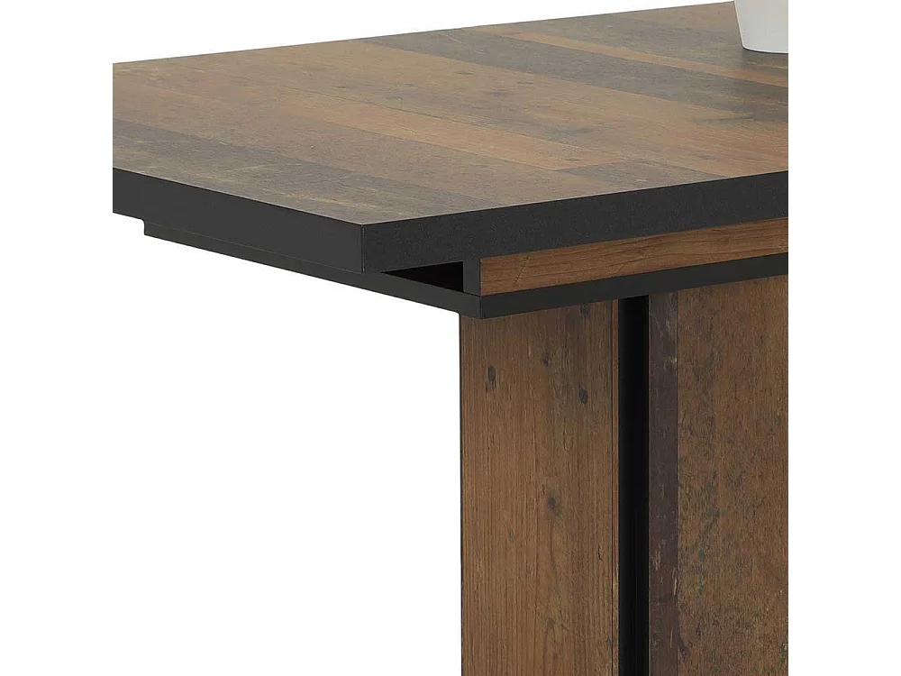 Säulen Esstisch in Altholz Optik Kulissenauszug