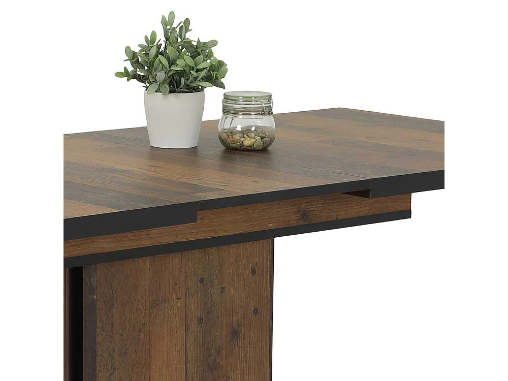 Säulen Esstisch in Altholz Optik Kulissenauszug