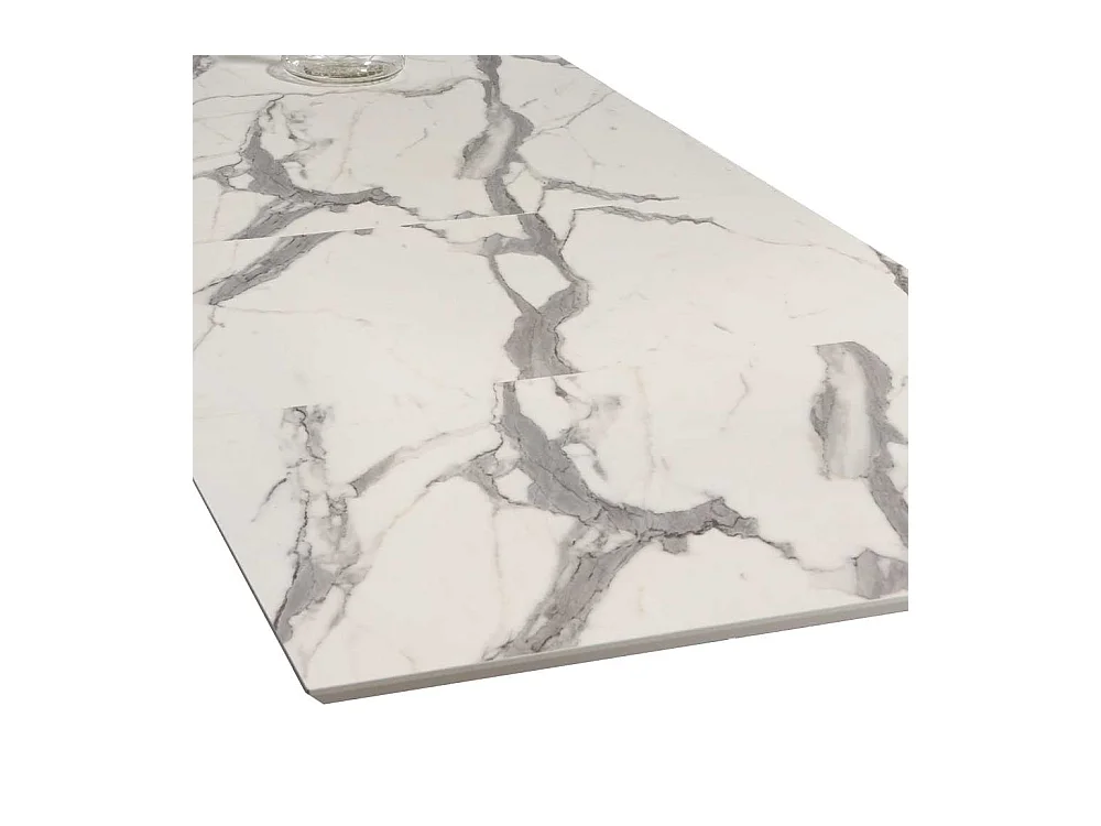 Ausziehtisch in Weiß und Schwarz Bügelgestell