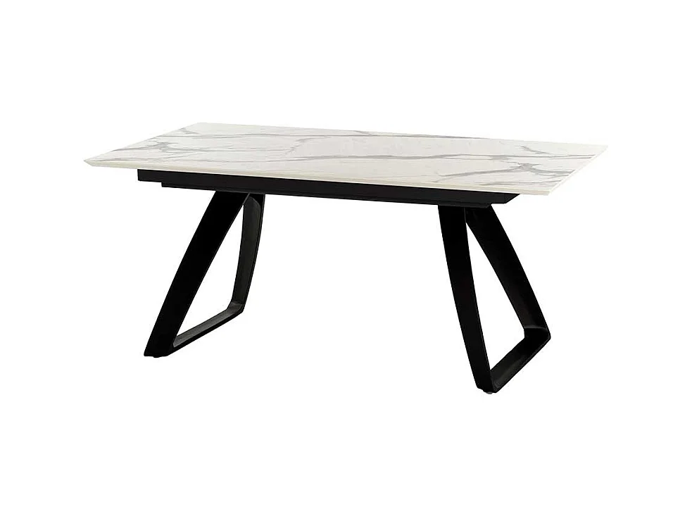 Ausziehtisch in Weiß und Schwarz Bügelgestell