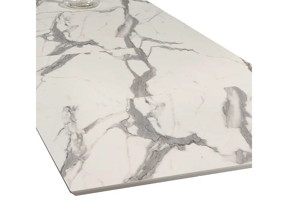 Ausziehtisch in Weiß und Schwarz Bügelgestell