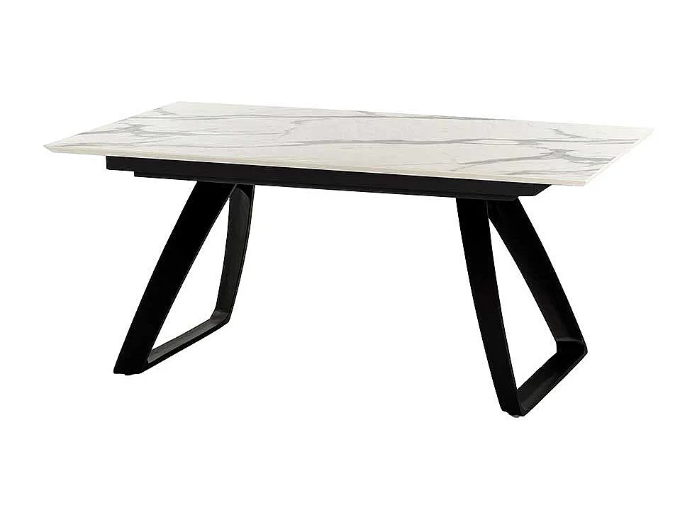 Ausziehtisch in Weiß und Schwarz Bügelgestell