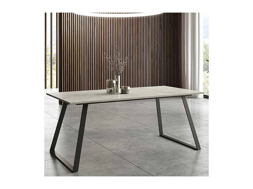 Ausziehtisch in Hellgrau und Schwarz Bügelgestell