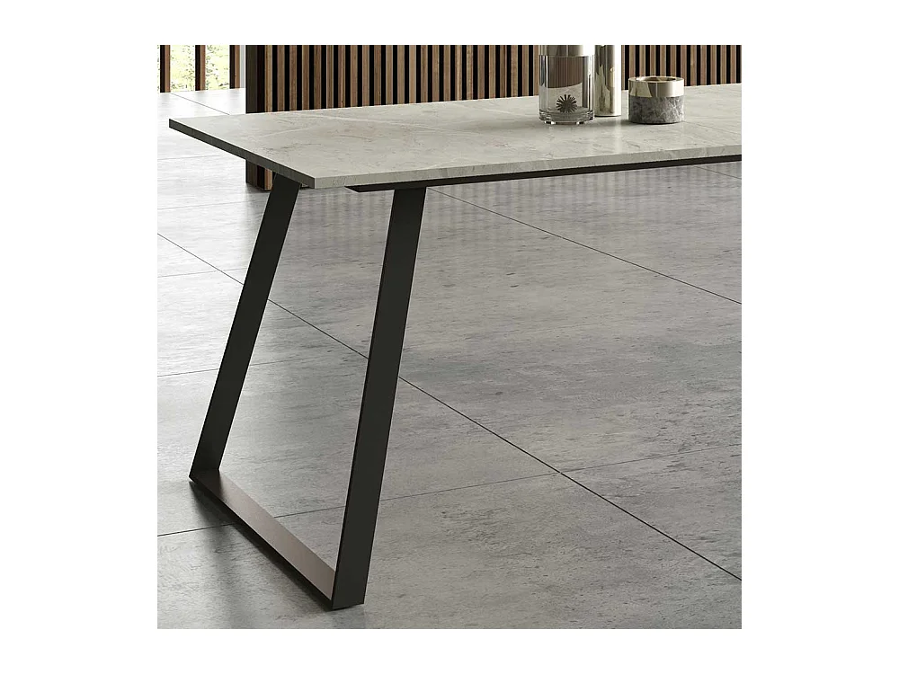 Ausziehtisch in Hellgrau und Schwarz Bügelgestell