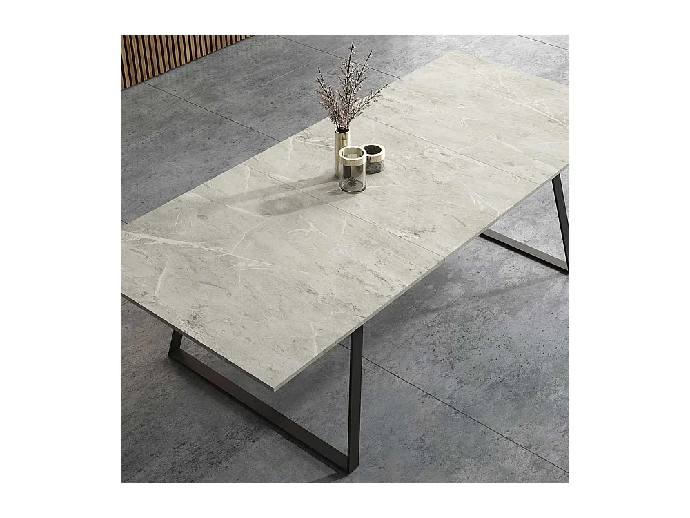 Ausziehtisch in Hellgrau und Schwarz Bügelgestell