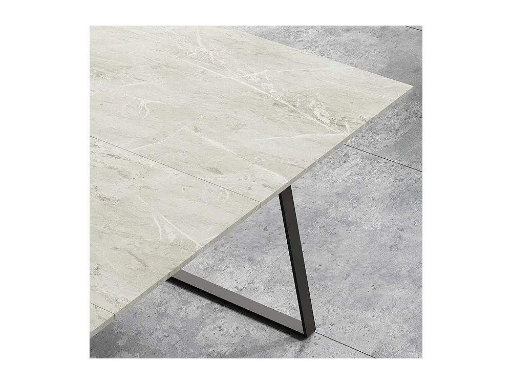 Ausziehtisch in Hellgrau und Schwarz Bügelgestell