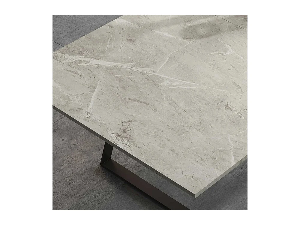 Ausziehtisch in Hellgrau und Schwarz Bügelgestell