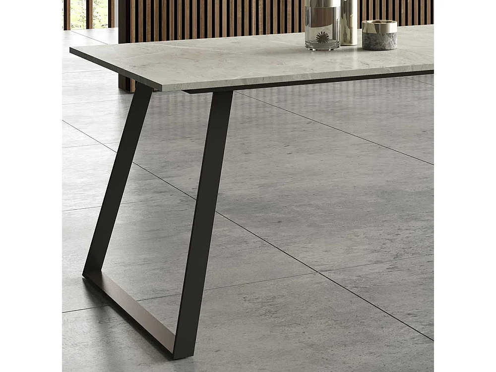 Ausziehtisch in Hellgrau und Schwarz Bügelgestell