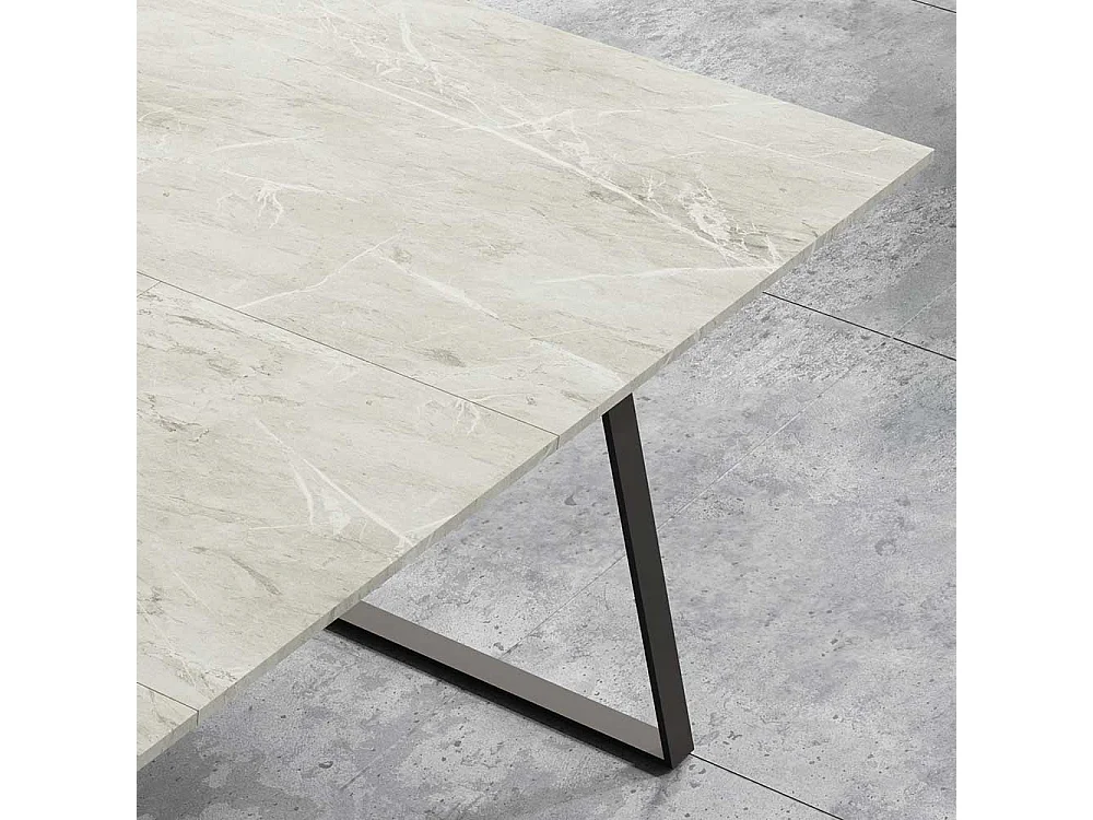 Ausziehtisch in Hellgrau und Schwarz Bügelgestell