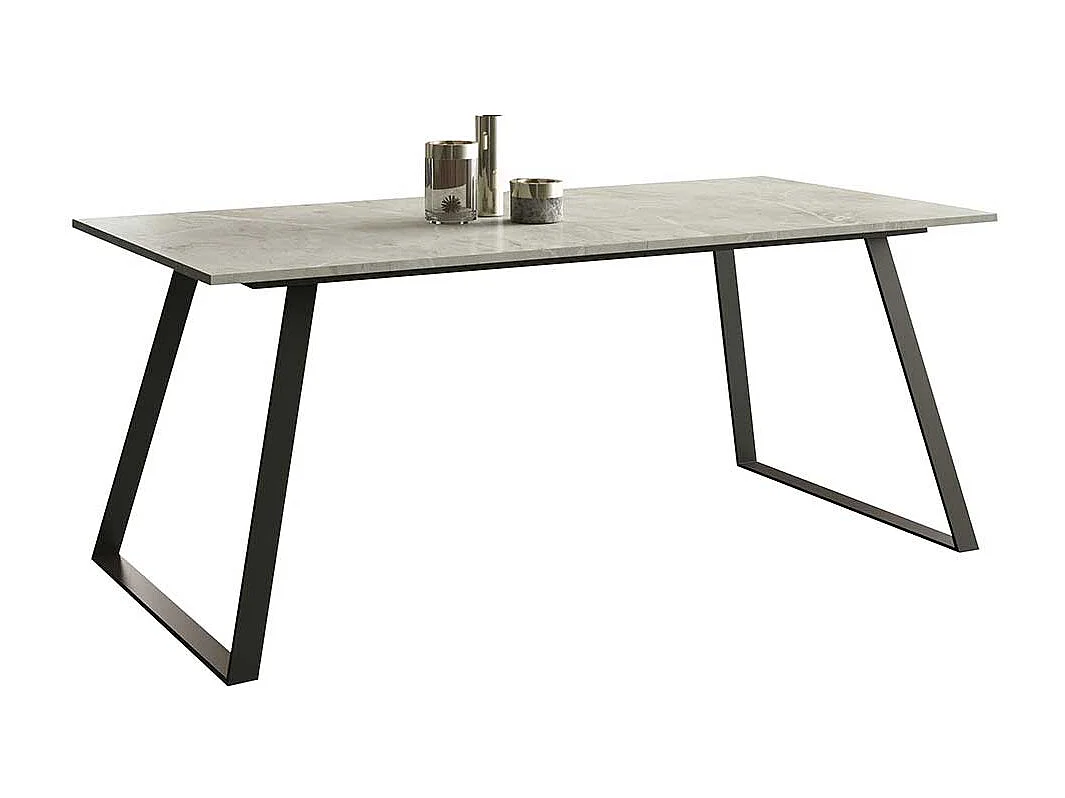 Ausziehtisch in Hellgrau und Schwarz Bügelgestell