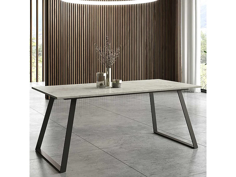 Ausziehtisch in Hellgrau und Schwarz Bügelgestell