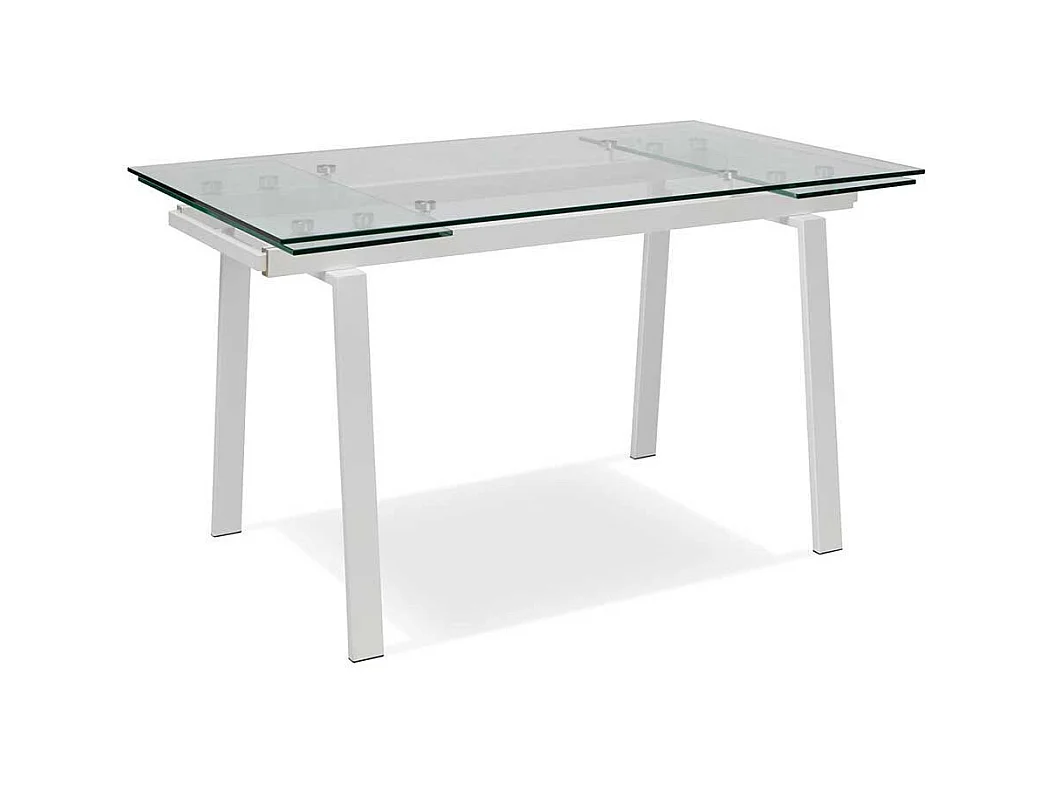Glas Esszimmertisch aus Sicherheitsglas und Metall verlängerbar