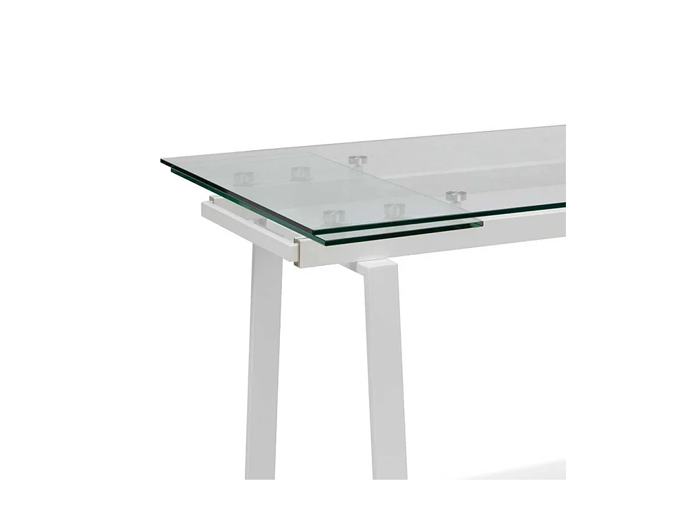 Glas Esszimmertisch aus Sicherheitsglas und Metall verlängerbar