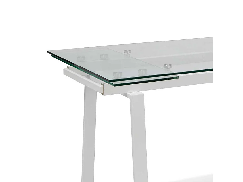 Glas Esszimmertisch aus Sicherheitsglas und Metall verlängerbar