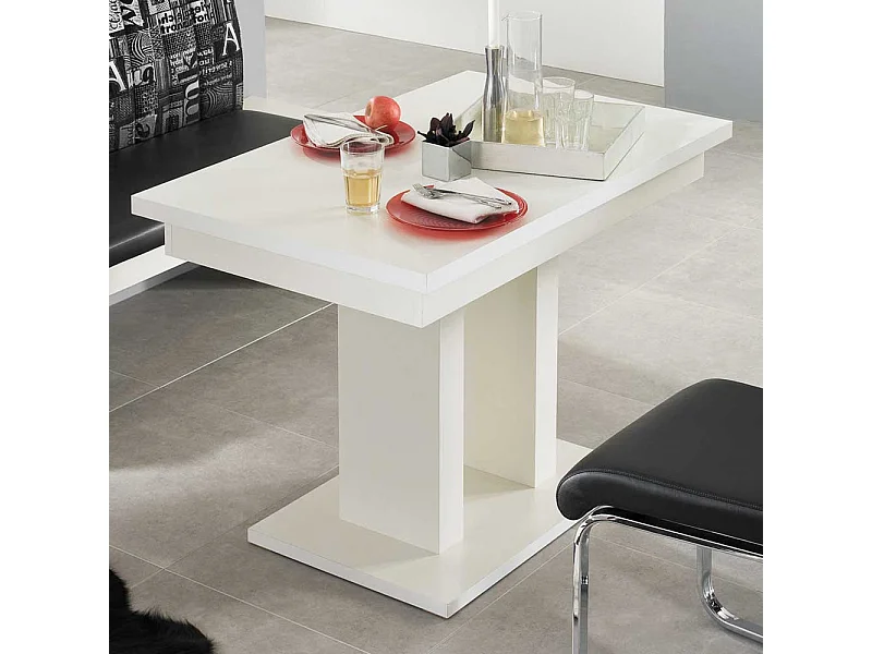 Esszimmertisch in Weiß Kopfauszug