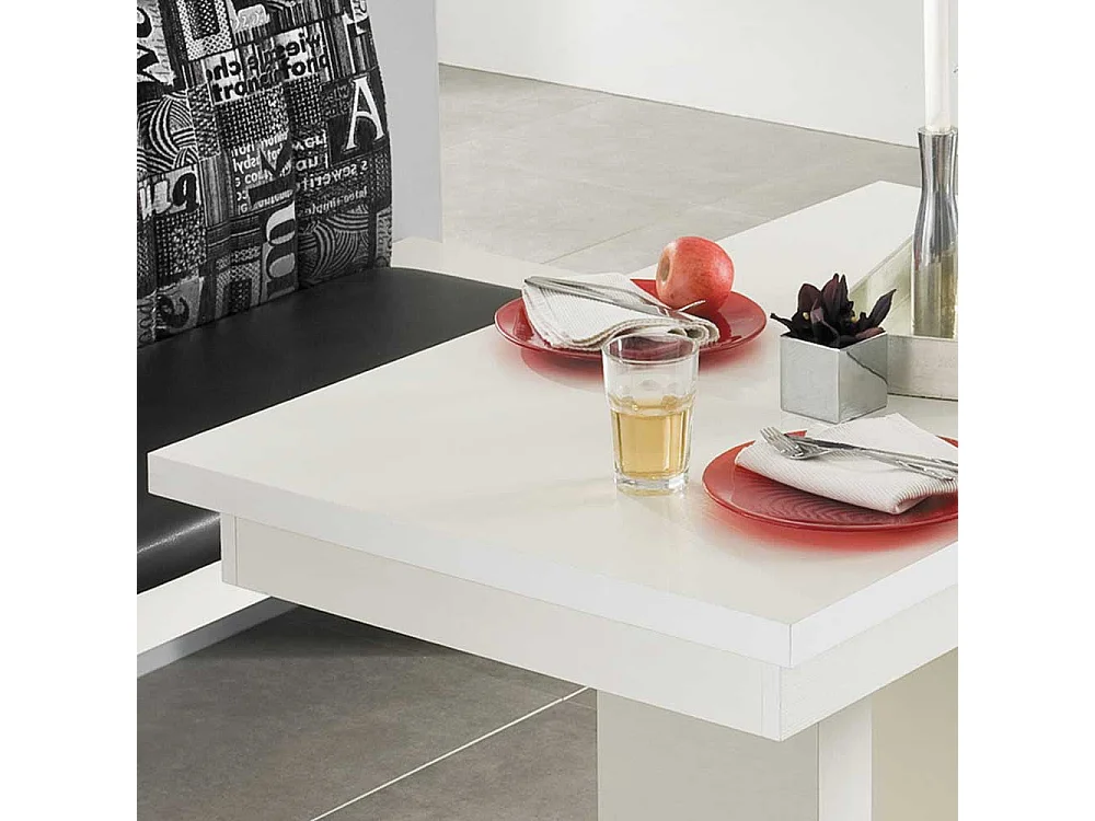 Esszimmertisch in Weiß Kopfauszug