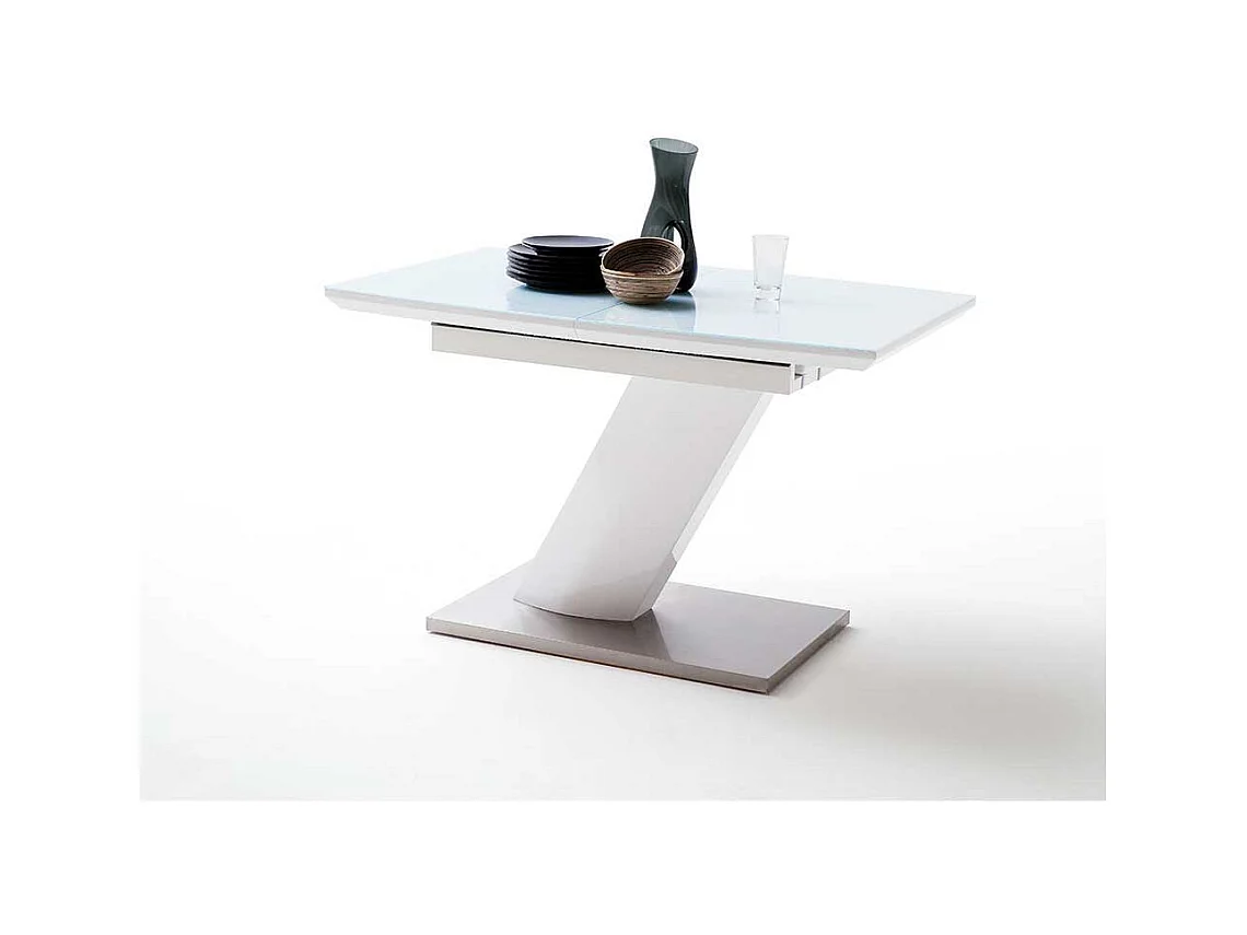 Design Esstisch mit Säulengestell Weiß Hochglanz
