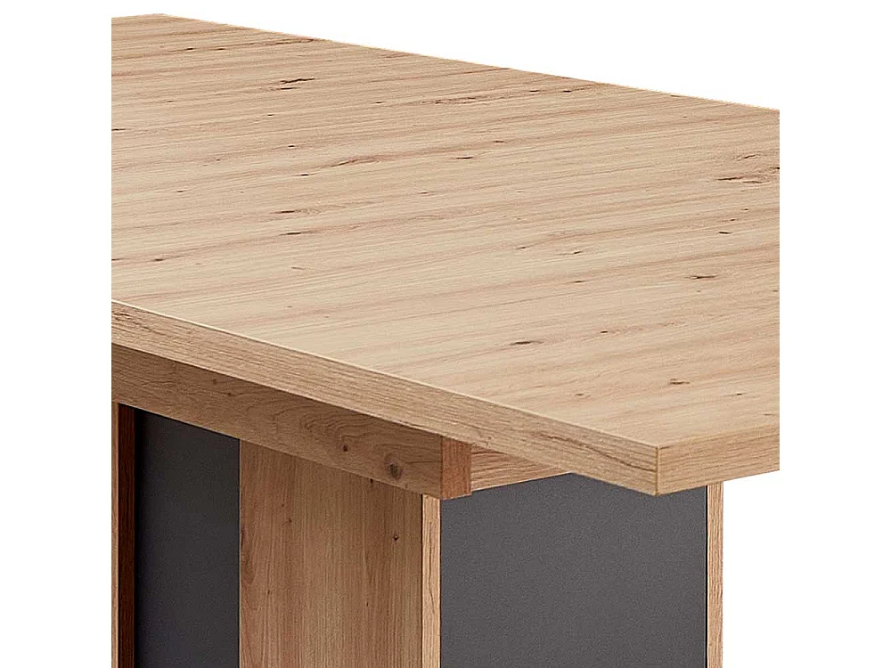 Esszimmer Ausziehtisch modern in Wildeichefarben Dunkelgrau