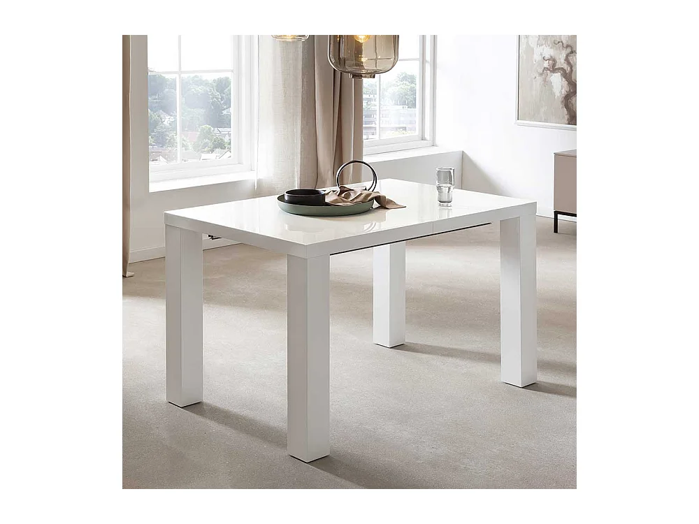 Esszimmer Tisch in Wei� Hochglanz Mittelauszug
