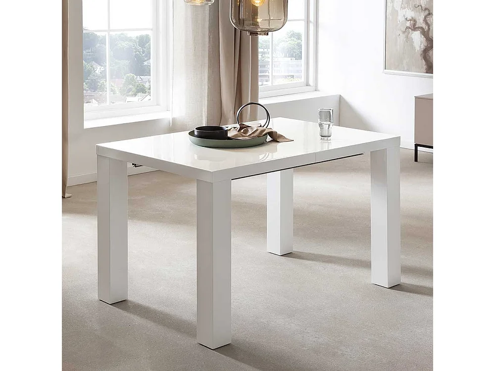 Esszimmer Tisch in Weiß Hochglanz Mittelauszug
