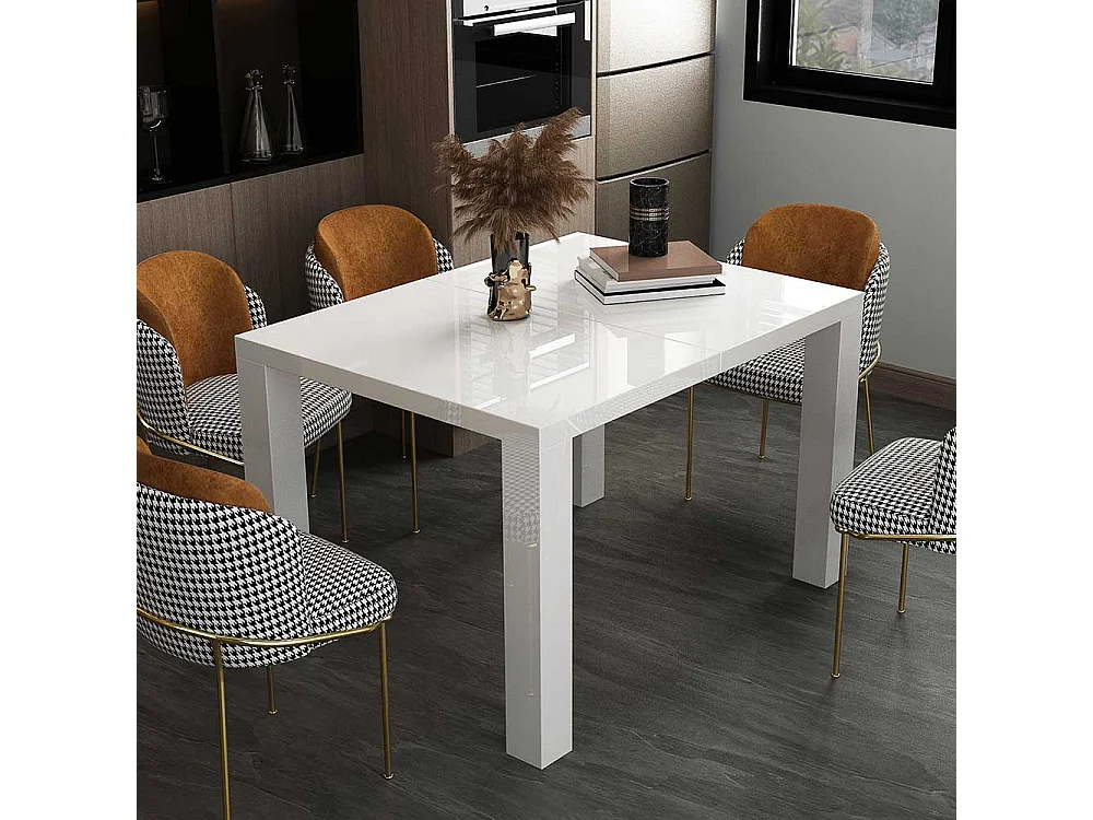 Esszimmer Tisch in Weiß Hochglanz Mittelauszug