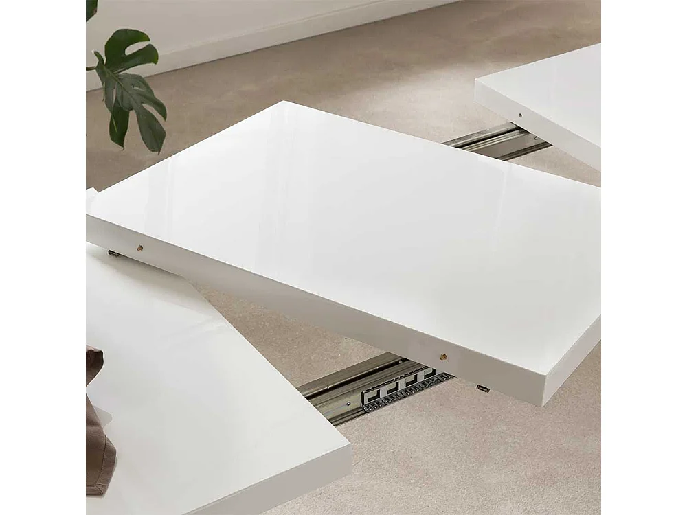 Esszimmer Tisch in Weiß Hochglanz Mittelauszug
