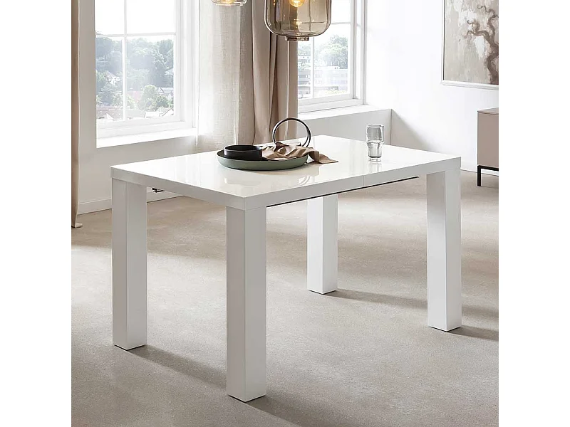 Esszimmer Tisch in Weiß Hochglanz Mittelauszug