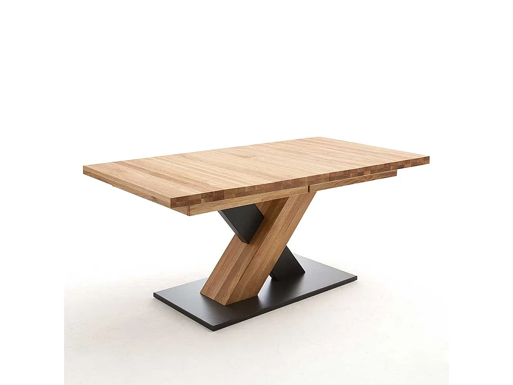 Esszimmertisch in Wildeichefarben und Schwarz Mittelauszug