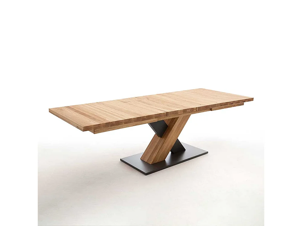 Esszimmertisch in Wildeichefarben und Schwarz Mittelauszug