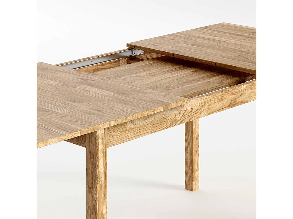 Holz Ausziehtisch aus Eiche geölt einer Einlegeplatte