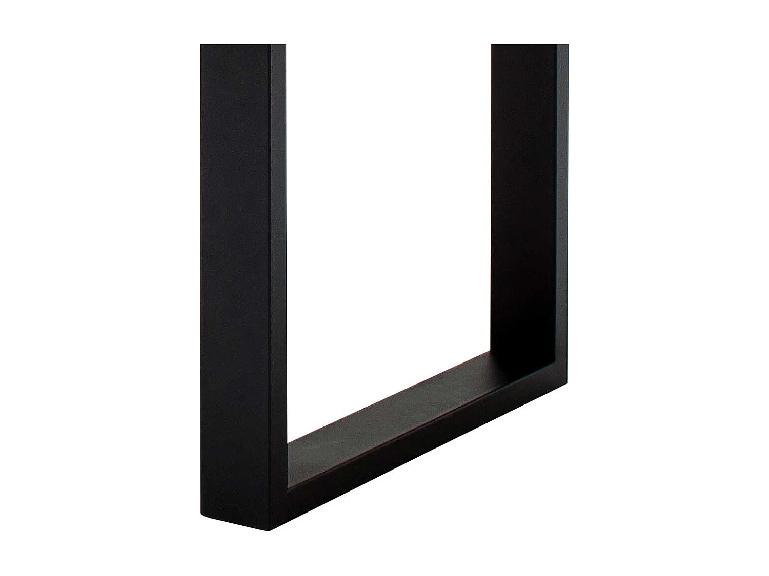 Ausziehtisch aus Wildeiche Massivholz Bügelgestell in Schwarz