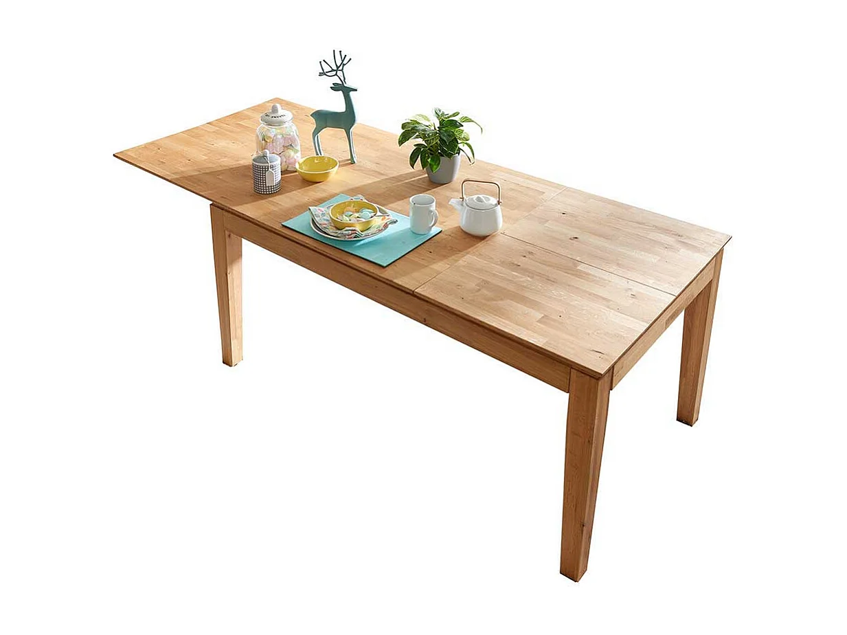 Holztischmassiv aus Wildeiche Butterflyauszug