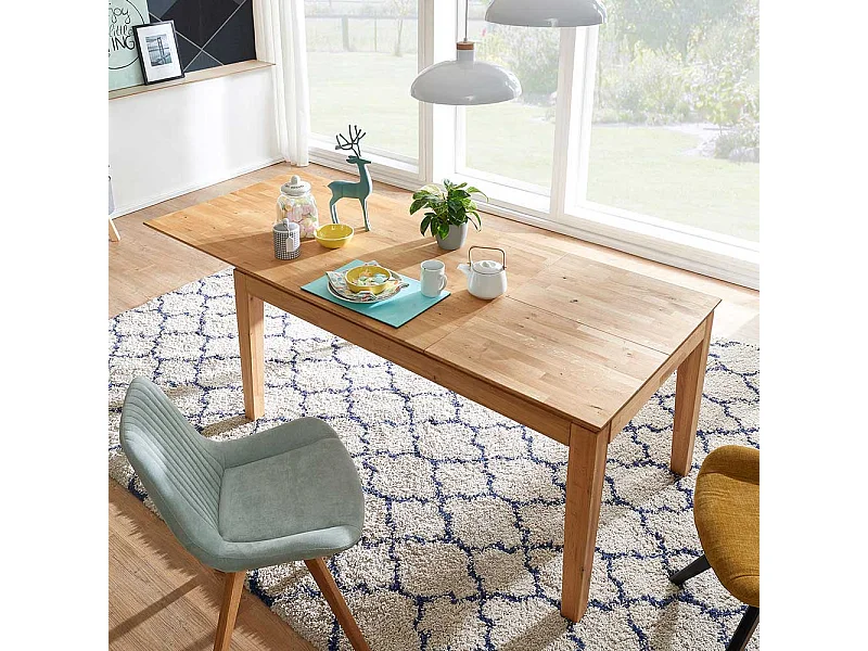 Holztischmassiv aus Wildeiche Butterflyauszug