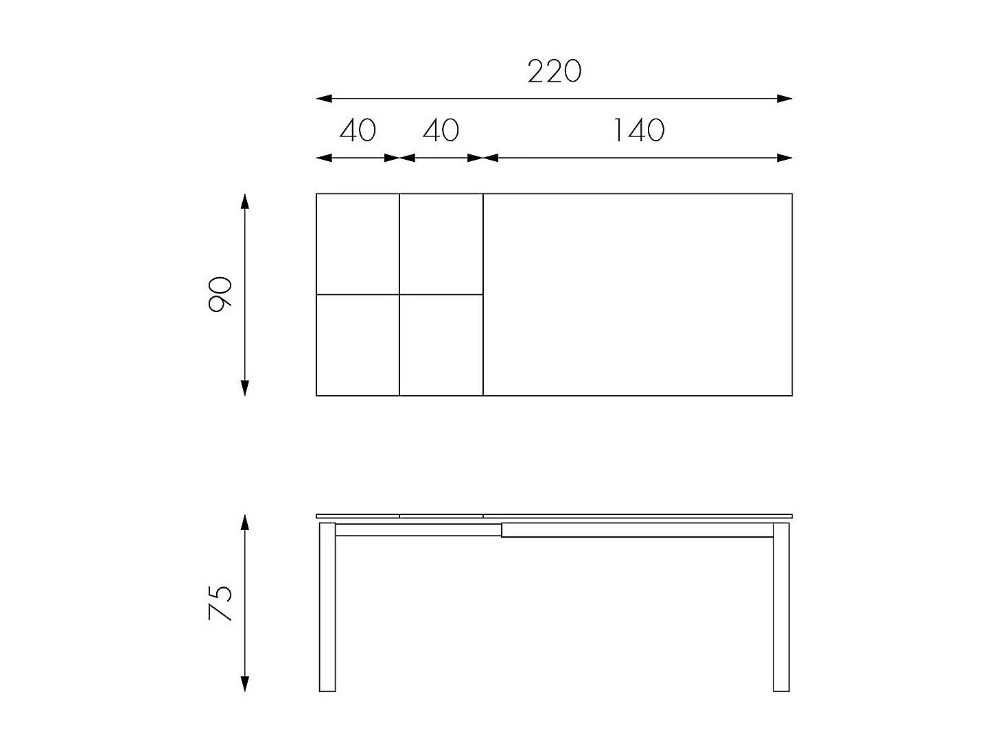 Esstisch in Anthrazit Kopfauszug