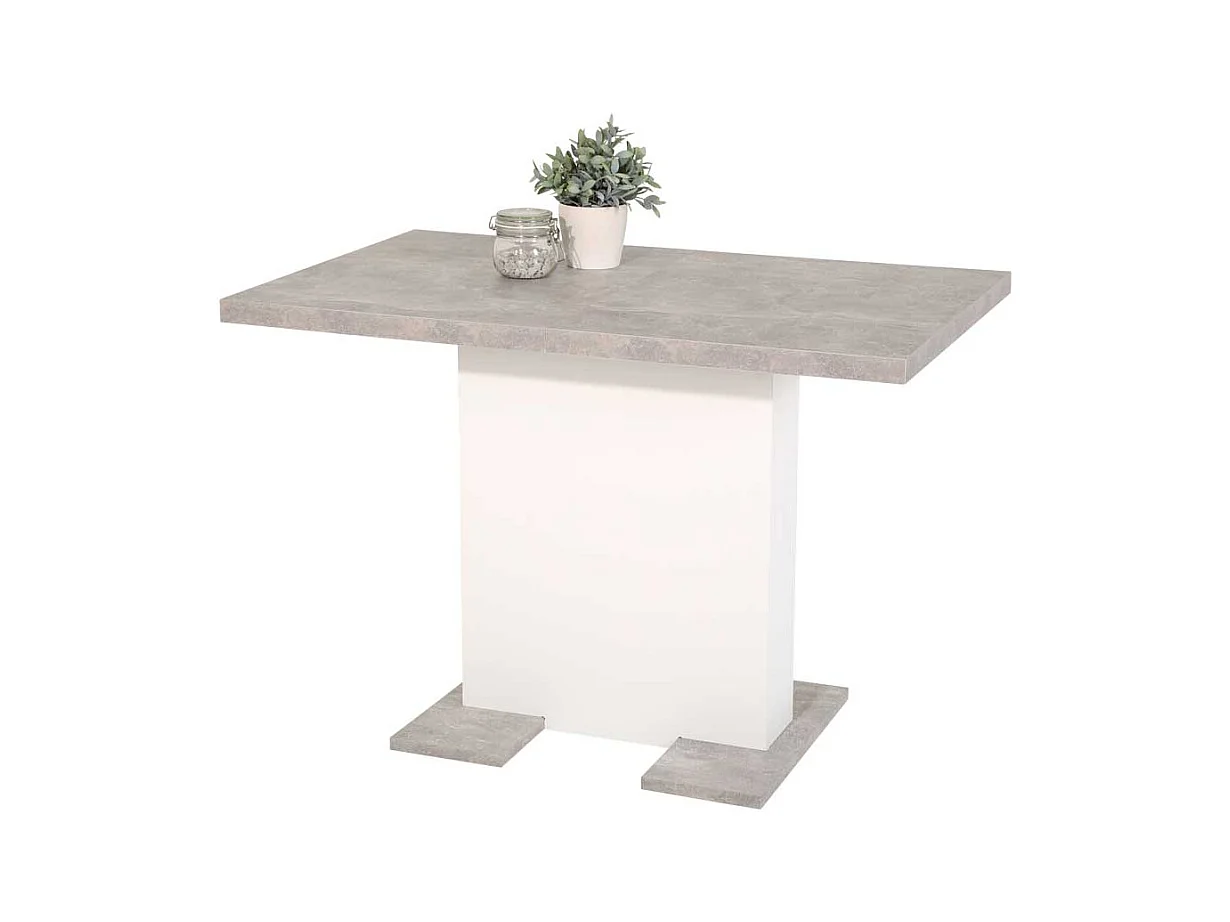 Esszimmertisch in Weiß Beton Grau Säulengestell
