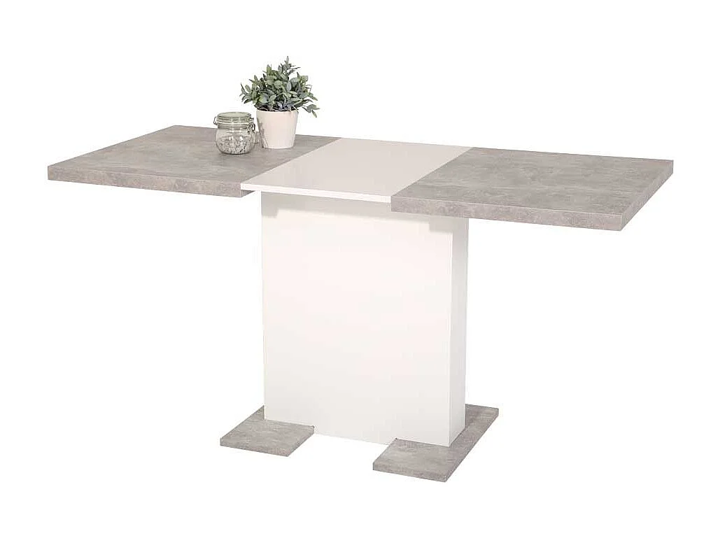 Esszimmertisch in Weiß Beton Grau Säulengestell