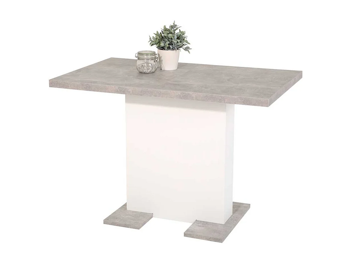 Esszimmertisch in Weiß Beton Grau Säulengestell