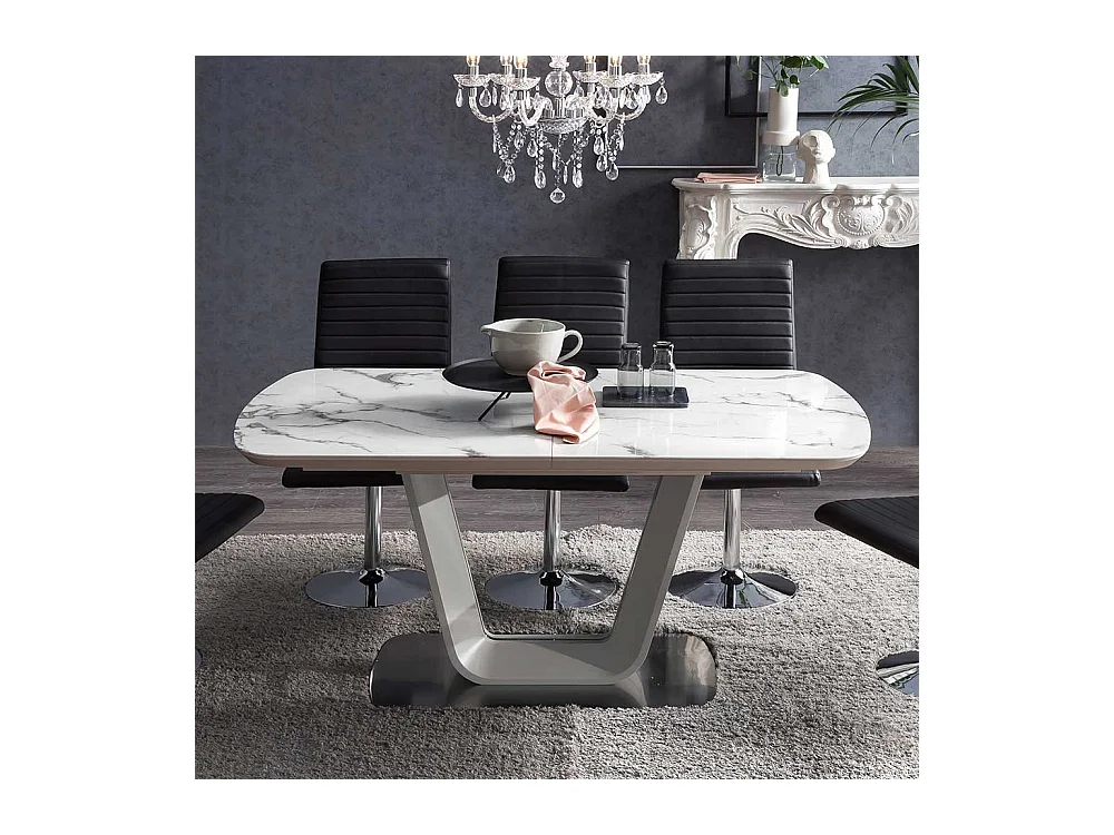 Luxus Esszimmertisch in Wei� Marmoroptik Grau