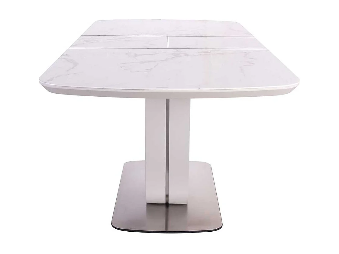 Luxus Esszimmertisch in Weiß Marmoroptik Grau