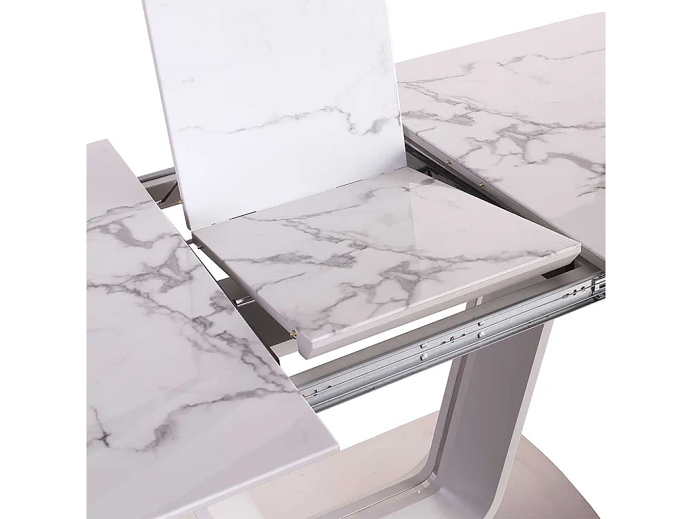 Luxus Esszimmertisch in Weiß Marmoroptik Grau
