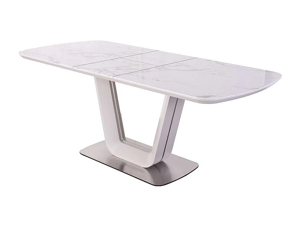 Luxus Esszimmertisch in Weiß Marmoroptik Grau