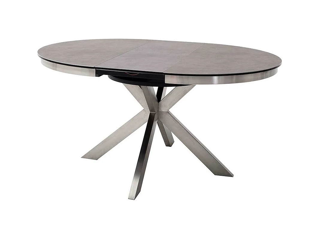 Esszimmertisch in Anthrazit und Silberfarben einer Einlegeplatte