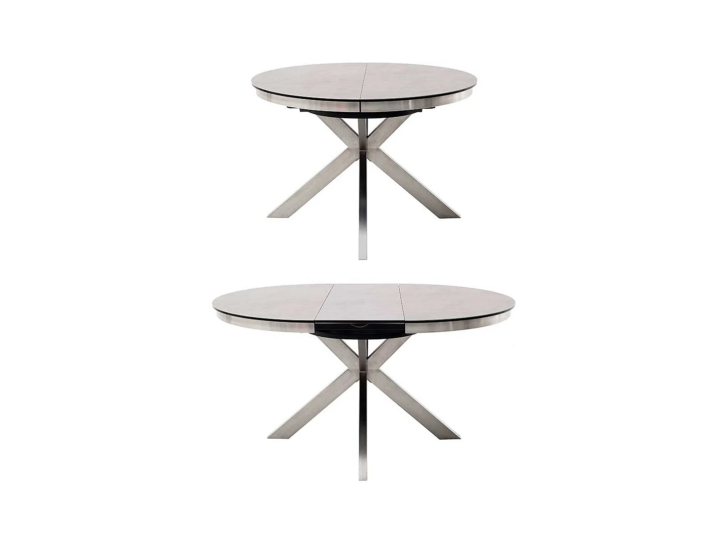 Esszimmertisch in Anthrazit und Silberfarben einer Einlegeplatte