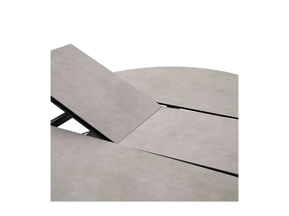 Esszimmertisch in Anthrazit und Silberfarben einer Einlegeplatte