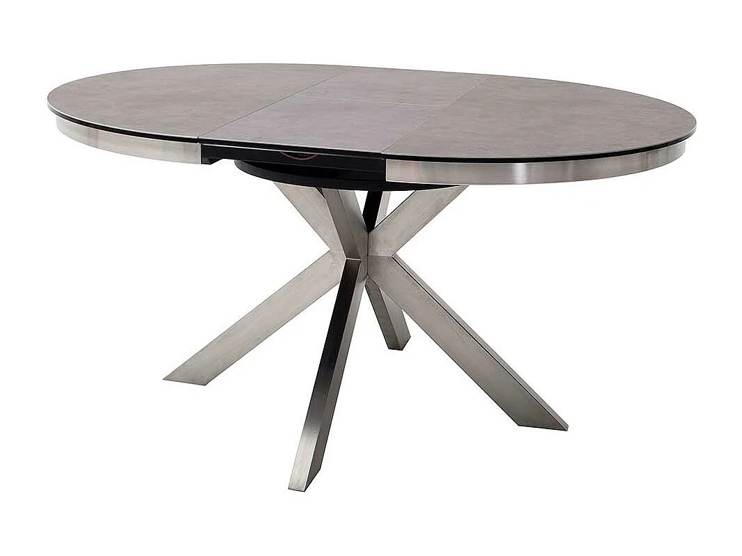 Esszimmertisch in Anthrazit und Silberfarben einer Einlegeplatte