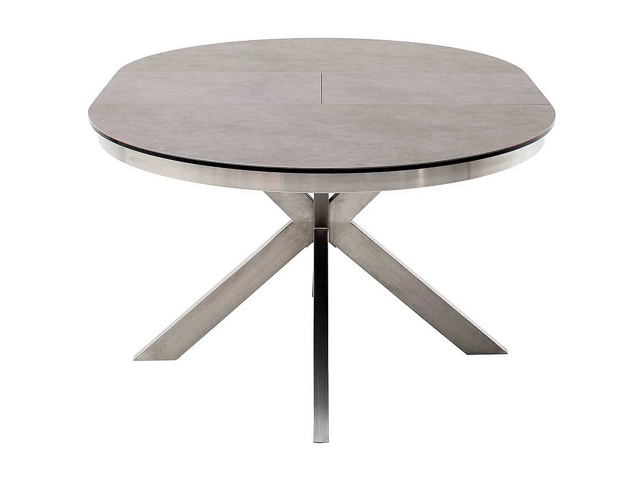 Esszimmertisch in Anthrazit und Silberfarben einer Einlegeplatte