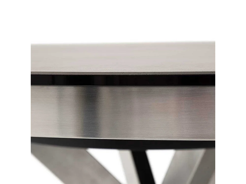 Esszimmertisch in Anthrazit und Silberfarben einer Einlegeplatte