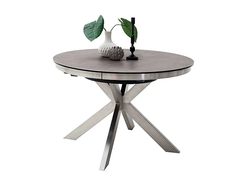 Esszimmertisch in Anthrazit und Silberfarben einer Einlegeplatte